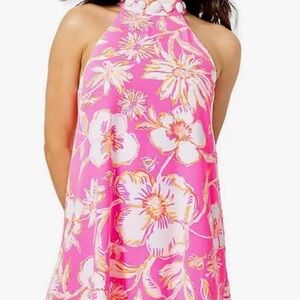 Lilly Pulitzer Pink Floral Halter Dress Medium NWT Resort Vacation